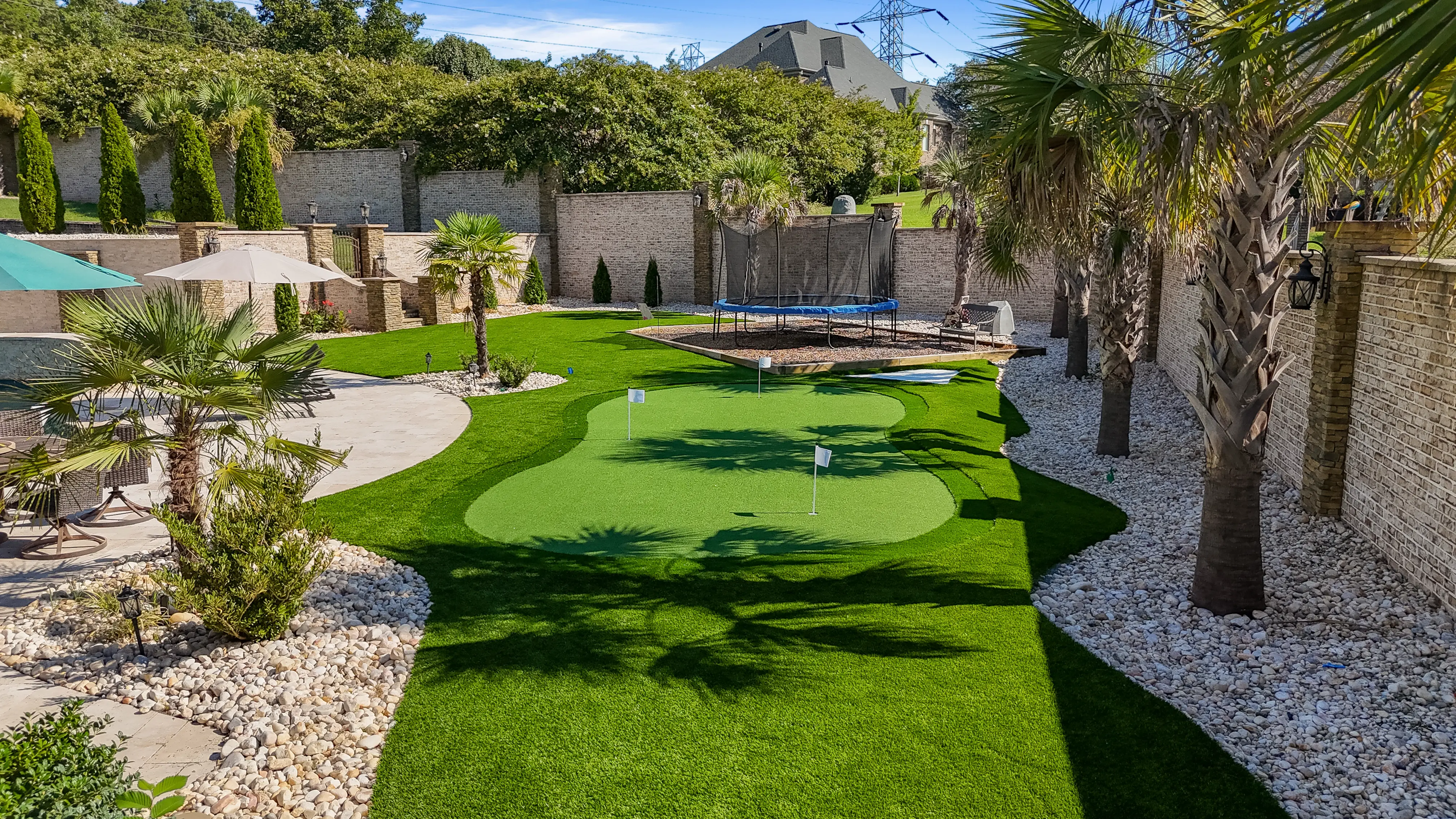 Luxury Backyard Putting Green & Patio