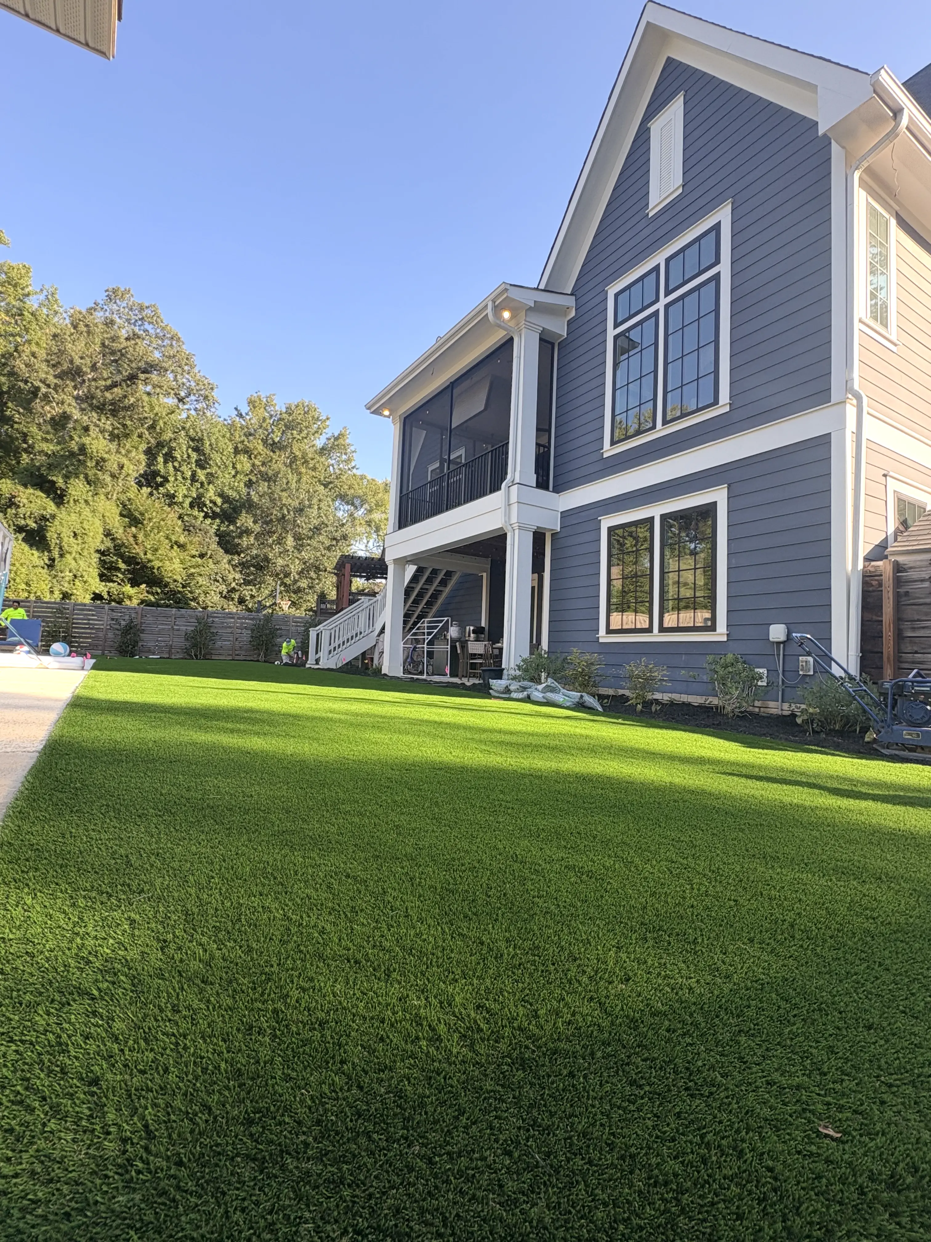 New Construction Residential Backyard Turf