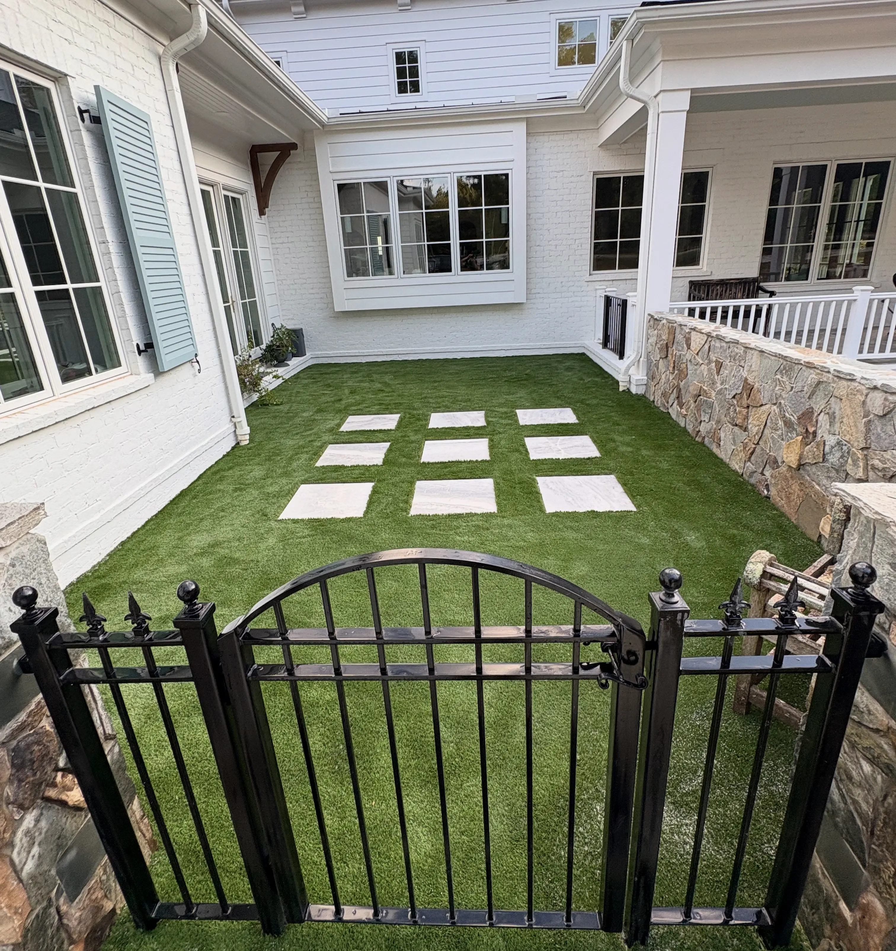 Cottage Courtyard Turf with Iron Gate